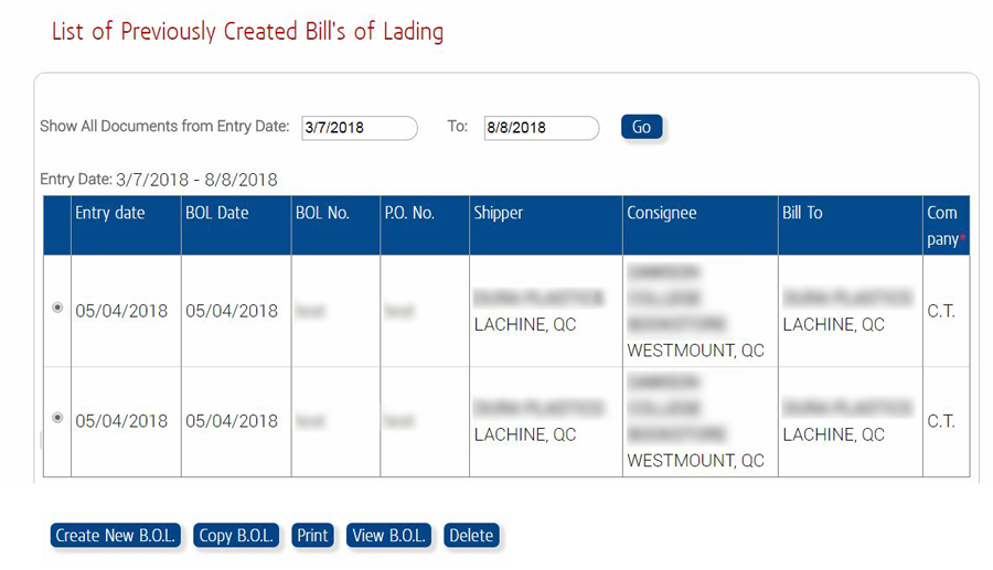 Can I re-print or change an existing BOL?